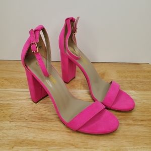 Dream Pairs Women's Chunky High Heel Pump Sandals Pink Size 8